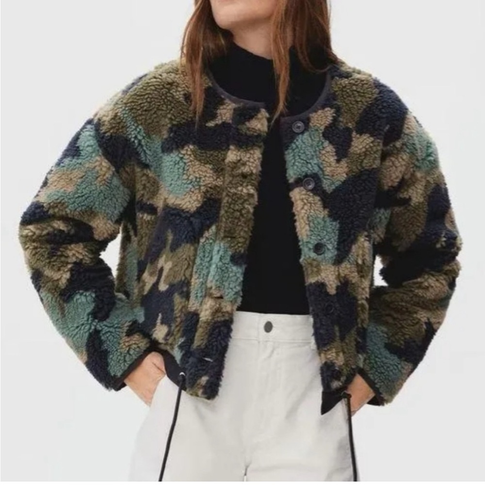 EVERLANE Womens The Renew Teddy Liner Camo Jacket XL NEW Contemporary Multicolor